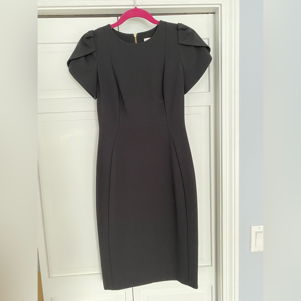 Calvin Klein - Black sheath, petal sleeve dress. Size 2